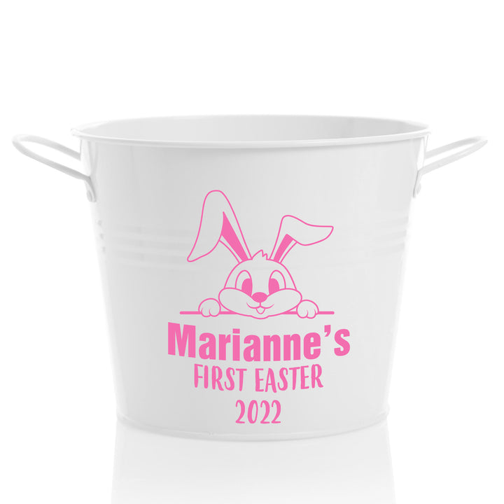 Personalised First Easter Hamper Bucket - Peeking Bunny