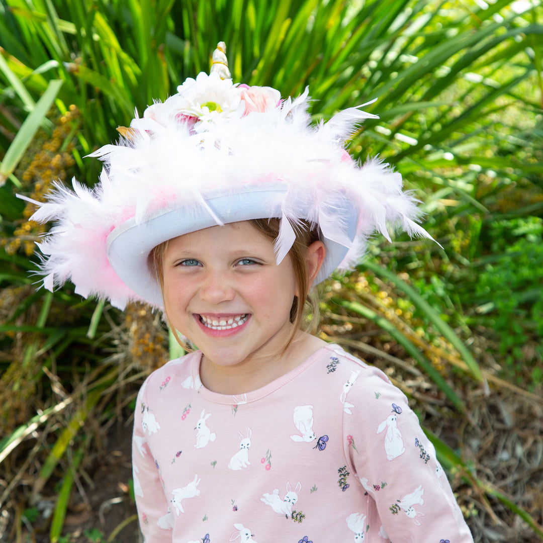 Personalised Floral and Feathers Unicorn Easter Hat