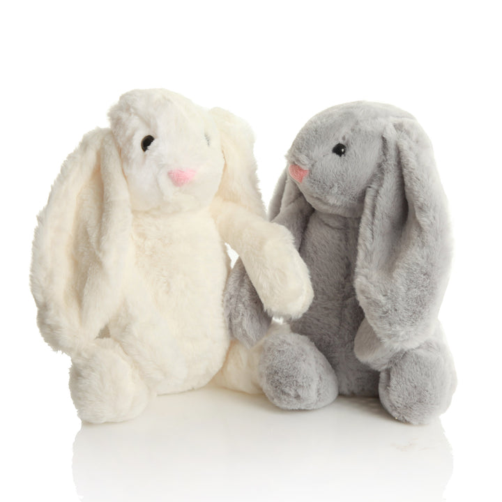 Personalised White Fluffy Easter Bunny with Personalised GreyFluffy Easter Bunny