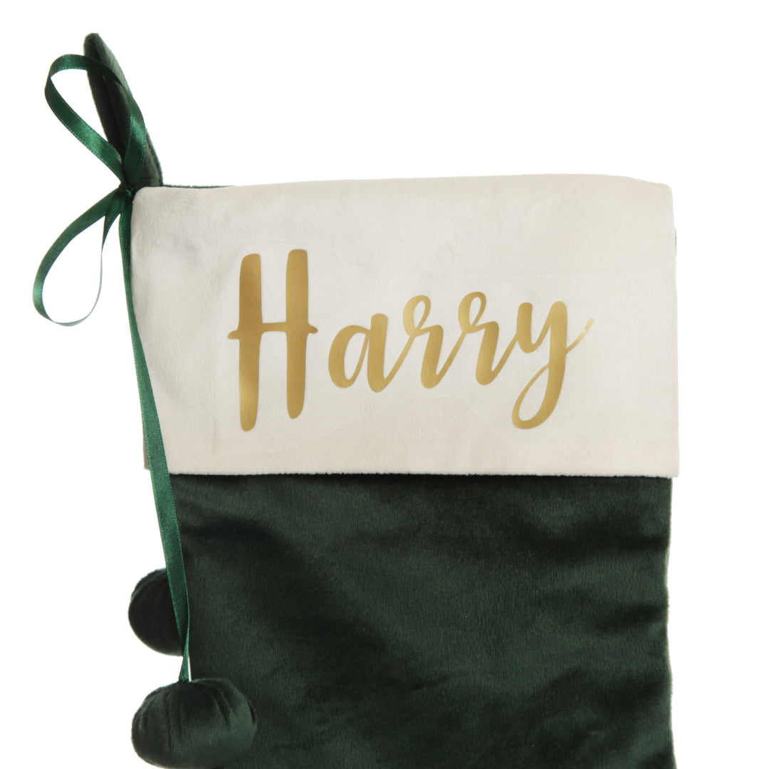 Personalised Forest Green Velvet Christmas Stocking