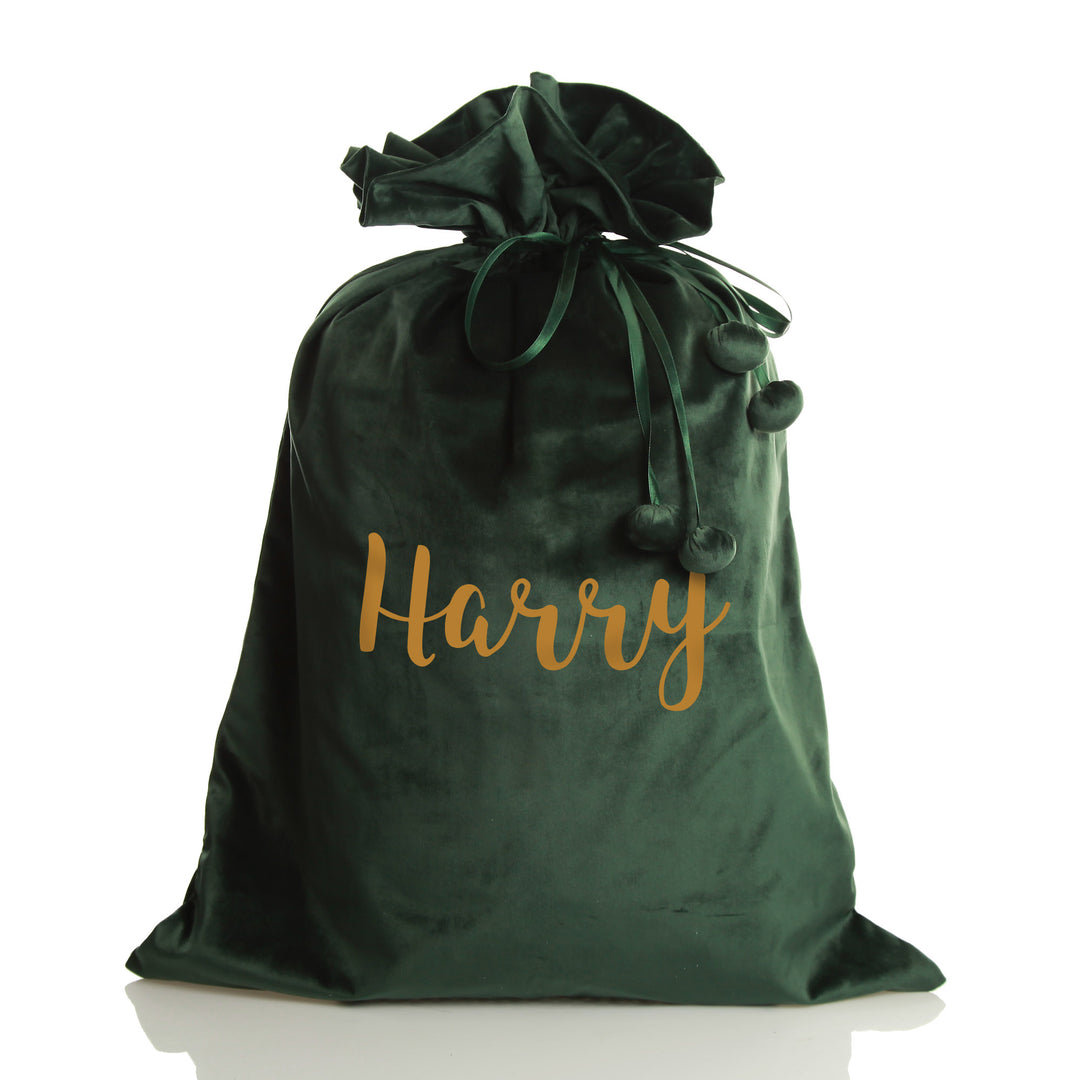Personalised Forest Green Velvet Santa Sack