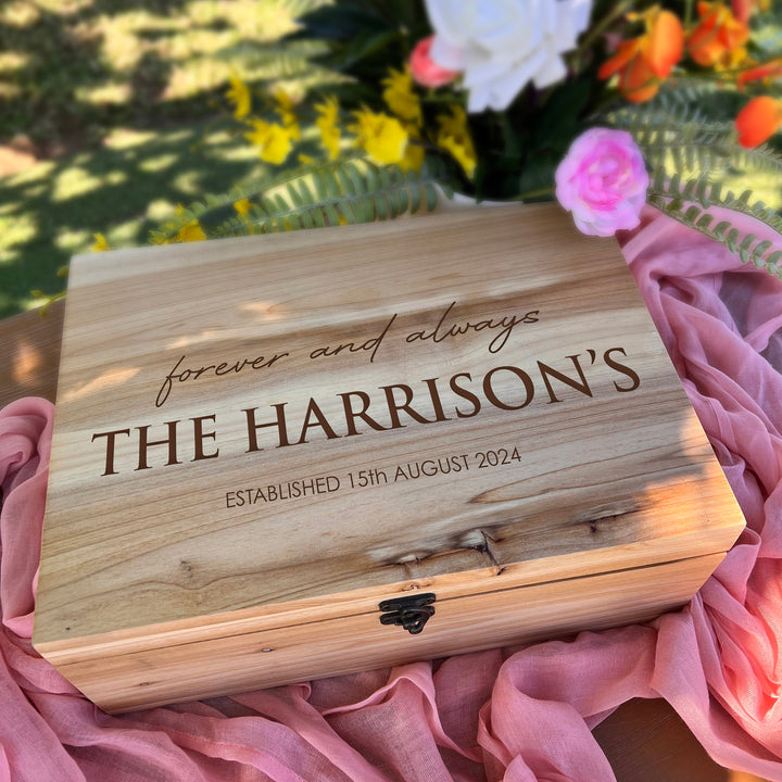 Personalised Forever and Always Wedding Wishing Well Natural Keepsake Box
