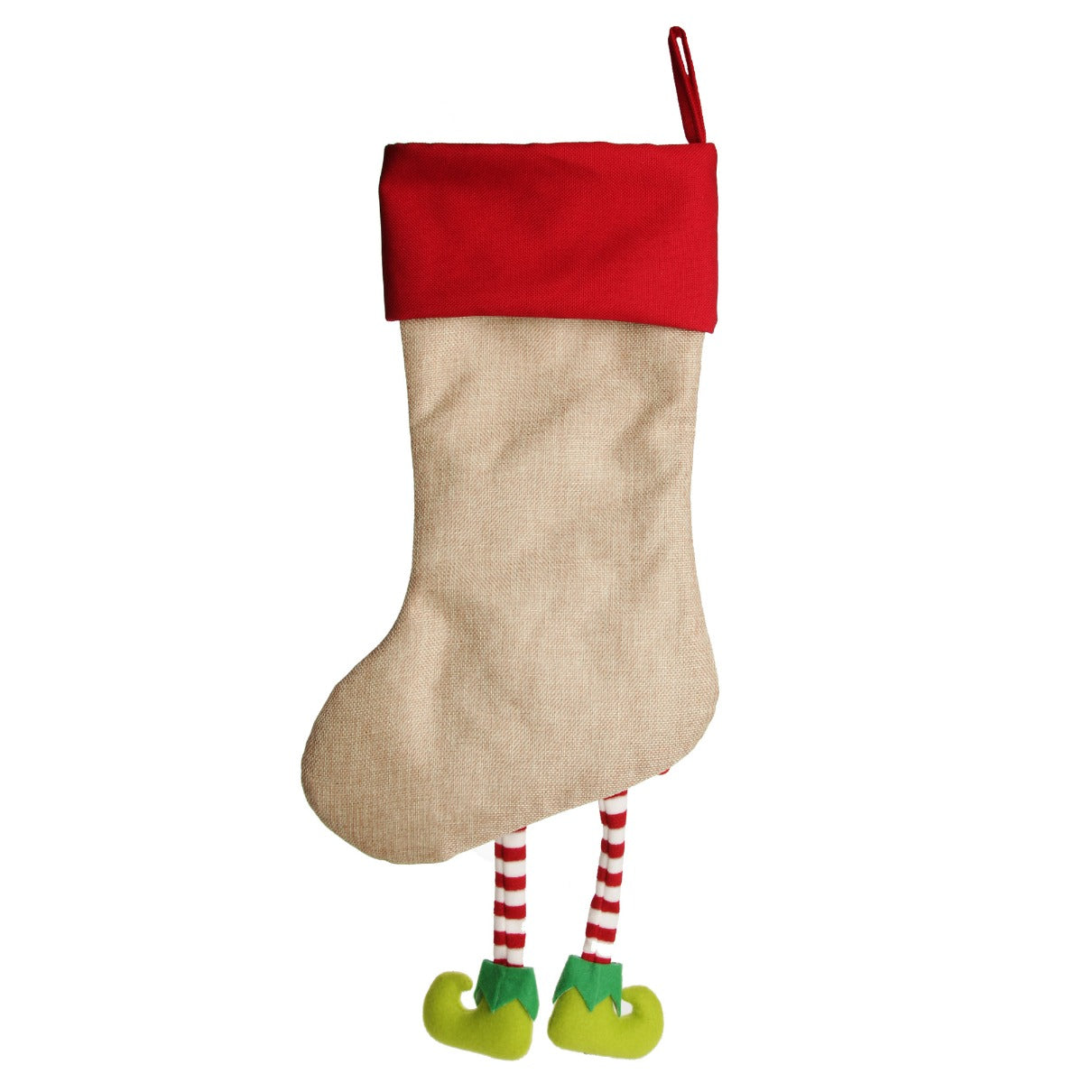 Personalised Girl Elf Christmas Stocking with Dangly Legs - Back detail