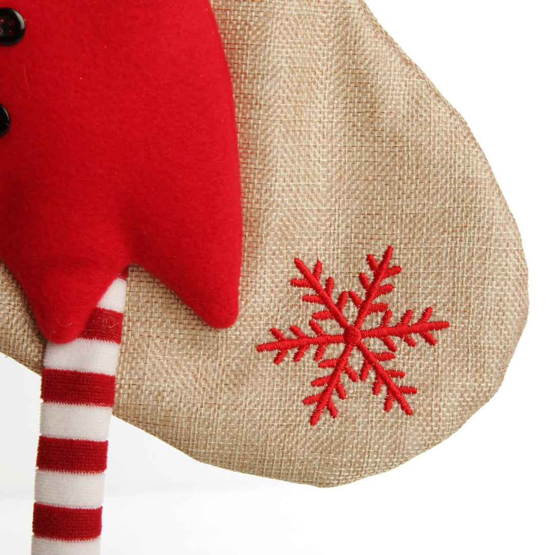 Personalised Girl Elf Christmas Stocking with Dangly Legs - Snowflake Detail