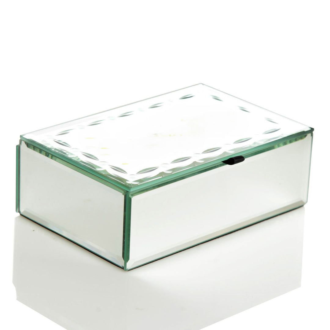 Personalised Glass Mirror Jewellery Box with Bevelled Edge