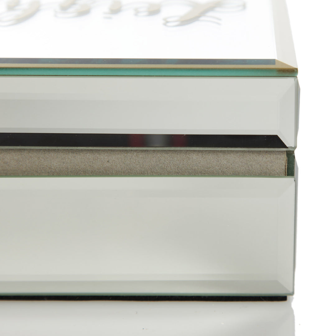 Personalised Glass Mirror Jewellery Box with Gold Tassel - back detail
