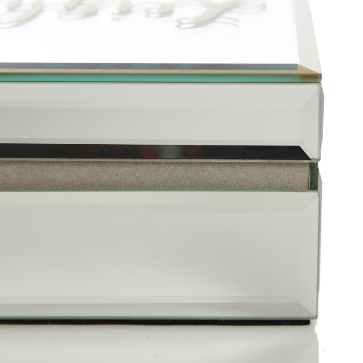 Personalised Glass Mirror Jewellery Box with Gold Tassel - back detail