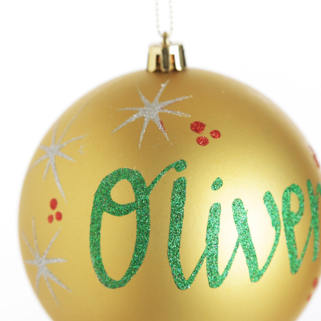 Personalised Gold Shatterproof Christmas Bauble - Detail