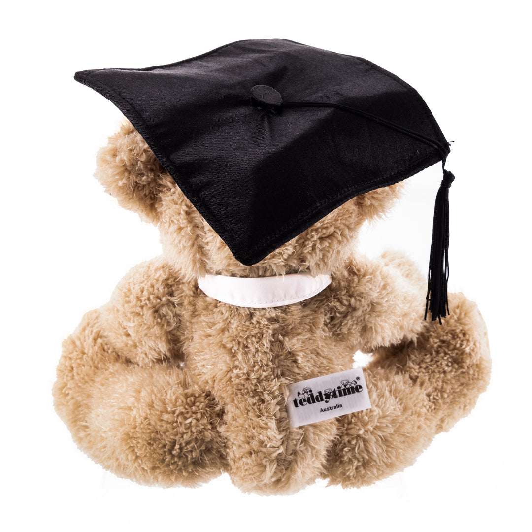 Personalised Graduation Jointed Teddy Bear with Timber Love Heart (20cm)