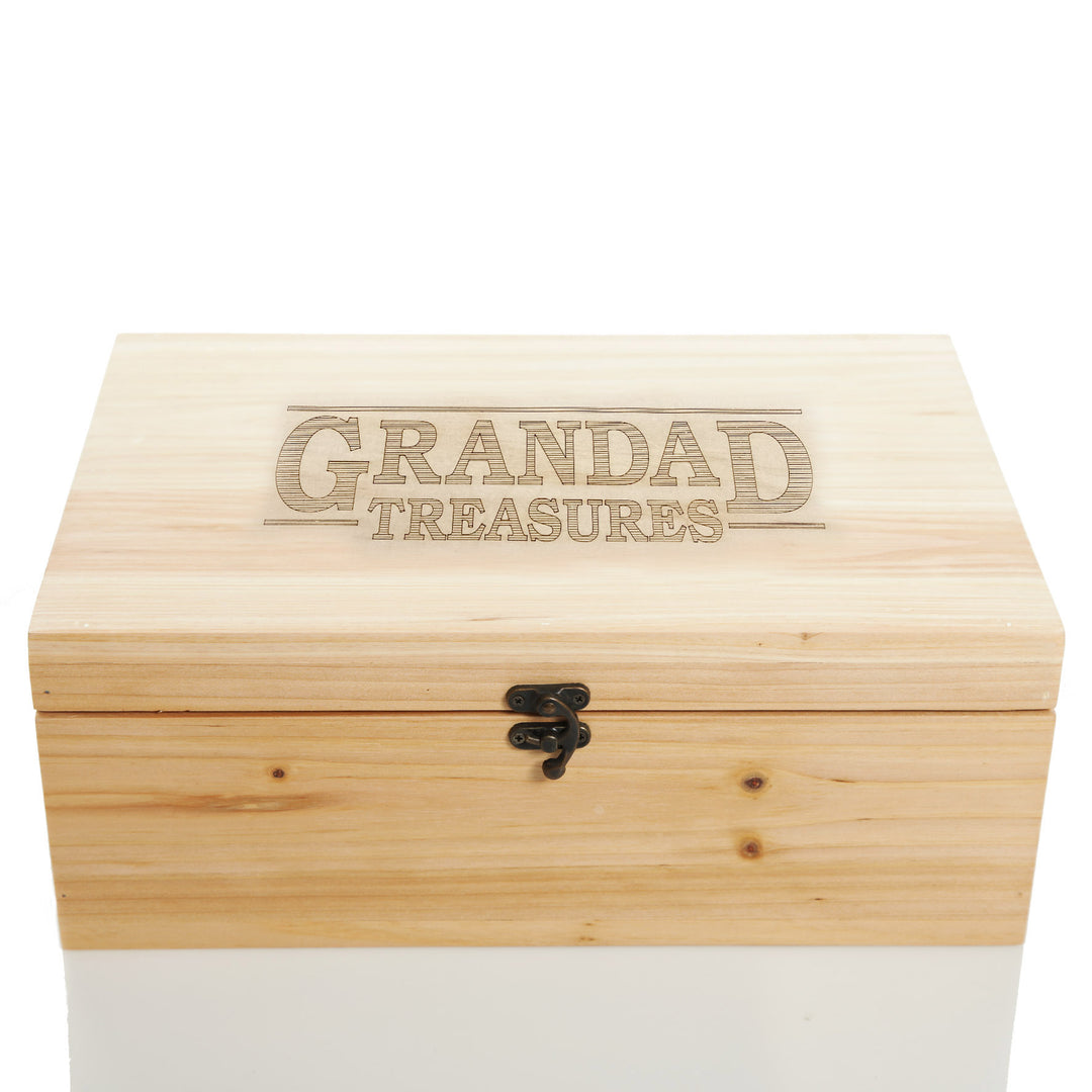 Personalised Fathers Day Natural Wood Keepsake Box - Grandad Treasures