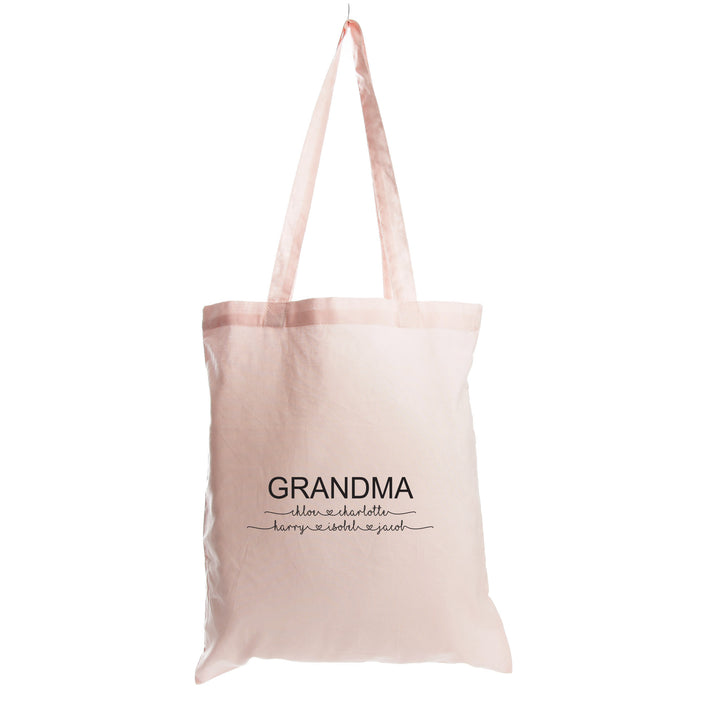 Personalised Grandma Calico Tote Bag Pink

