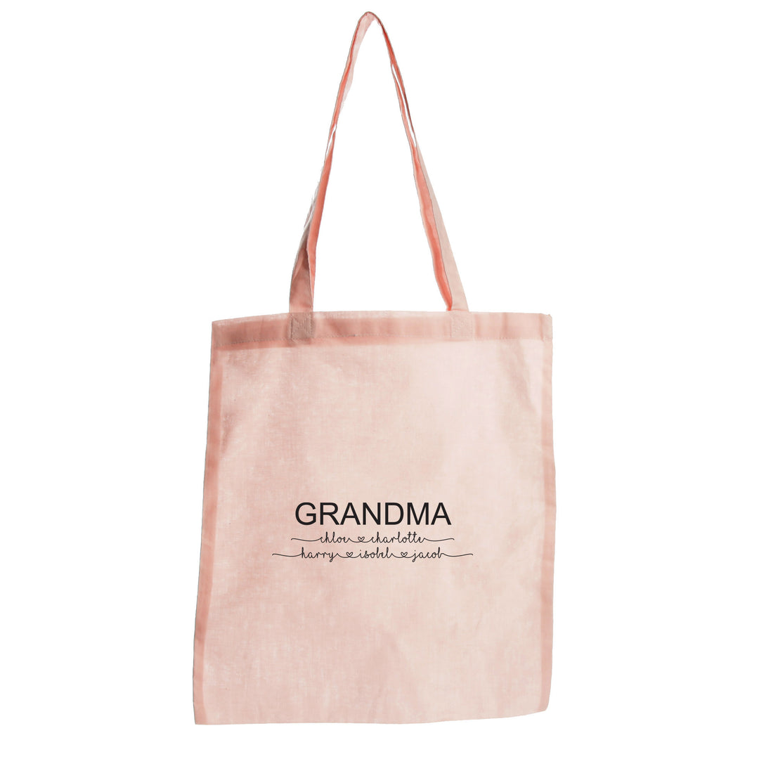 Personalised Grandma Calico Tote Bag Pink

