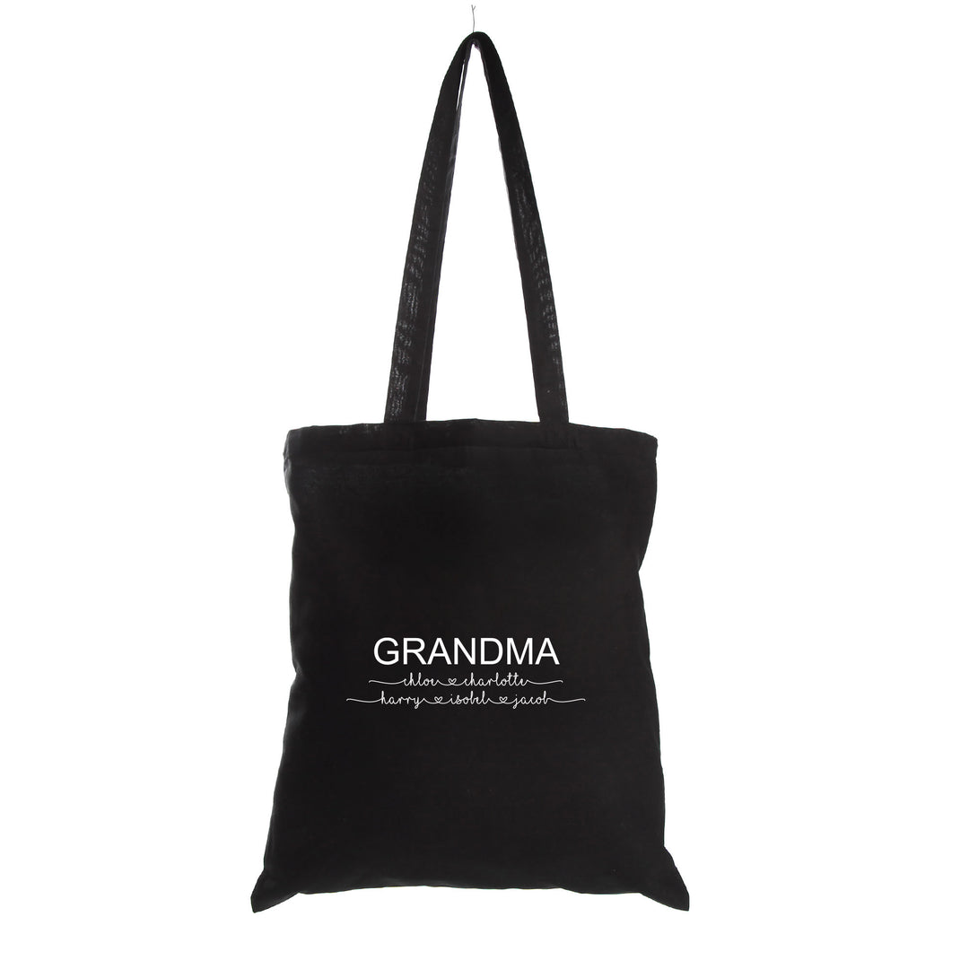 Personalised Grandma Calico Tote Bag Black