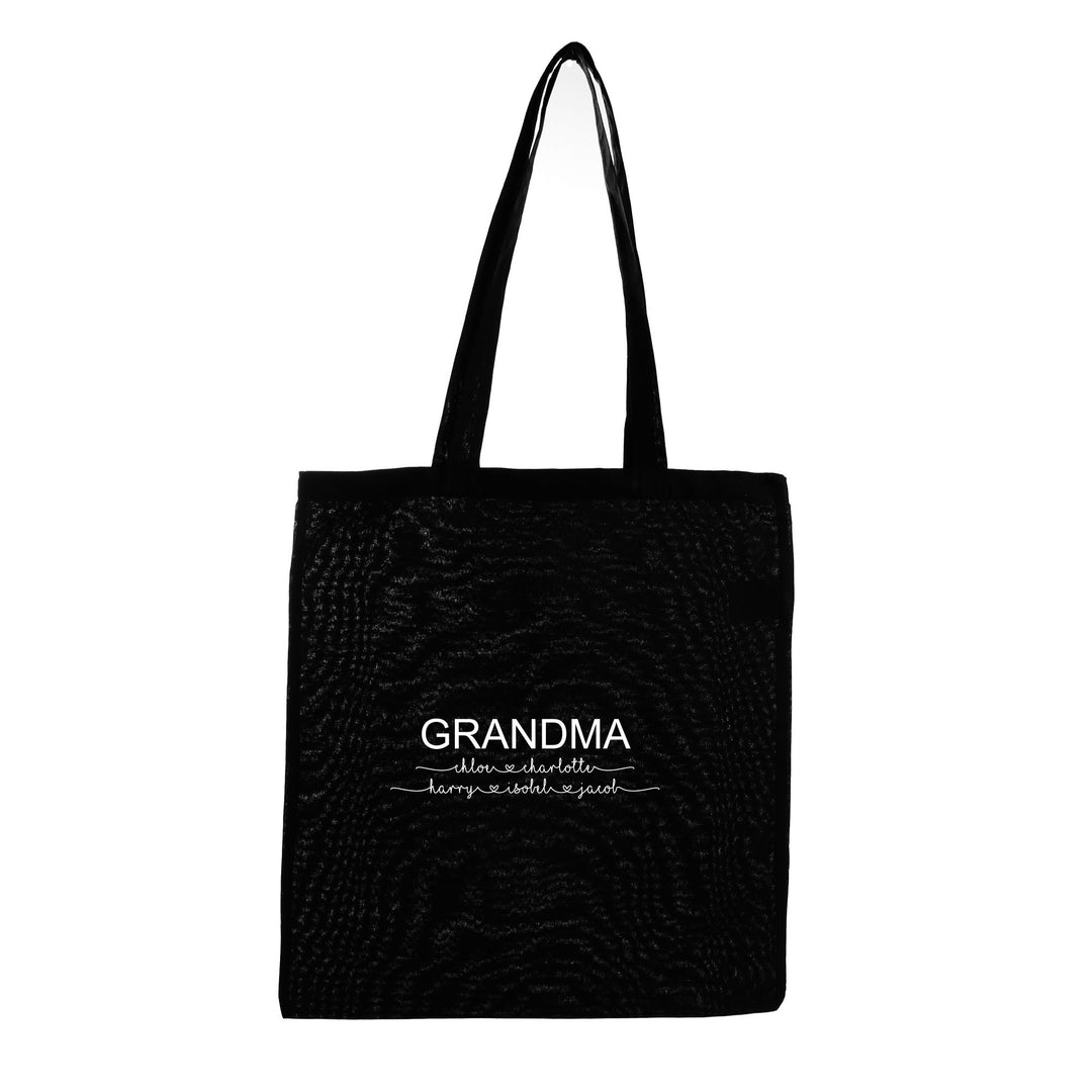 Personalised Grandma Calico Tote Bag Black

