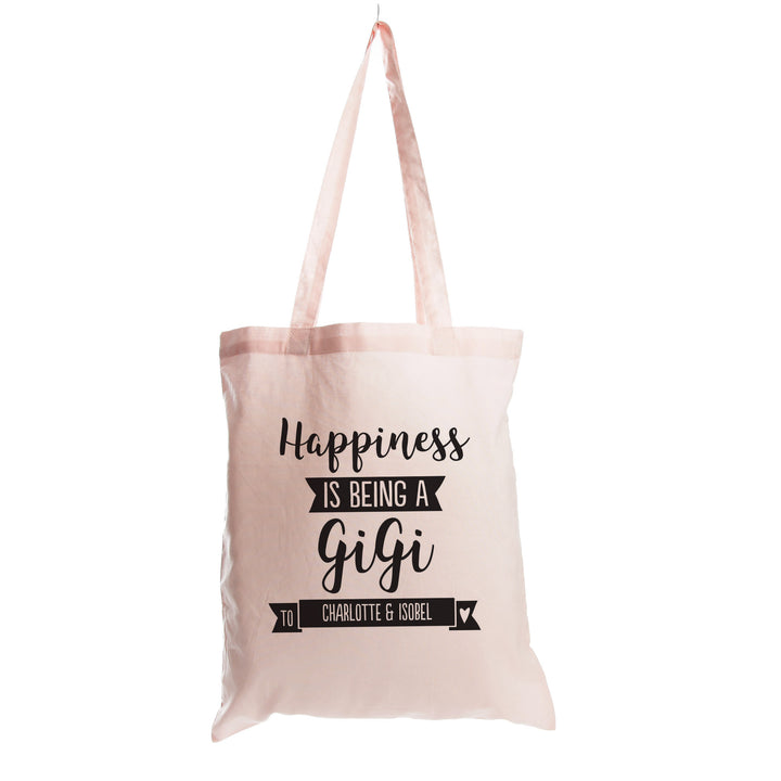 Personalised Grandma Happiness is Black Tote Bag 