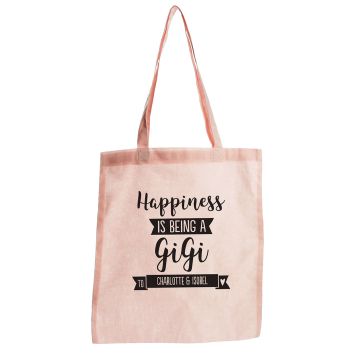 Personalised Grandma Happiness is Black Tote Bag 