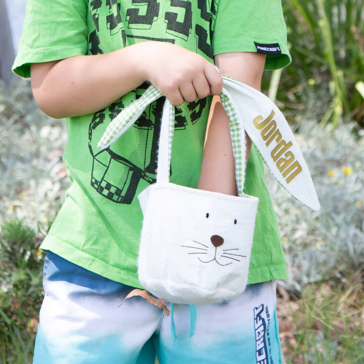Green Gingham Bunny Easter Basket