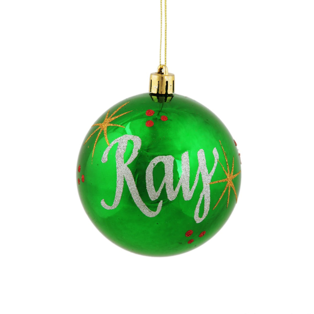 Personalised Green Shatterproof Christmas Bauble - Gloss