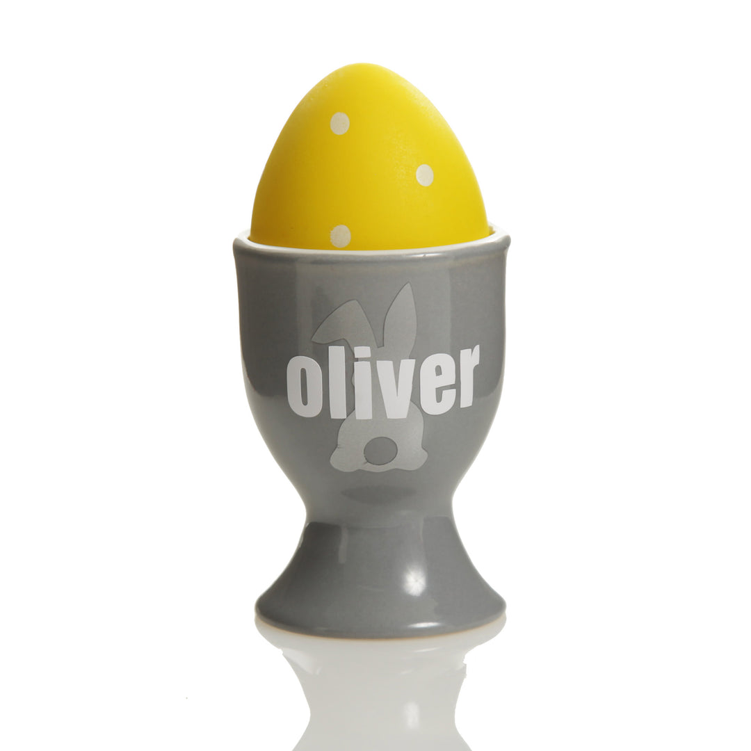 Personalised Grey Ceramic Easter Egg Cup