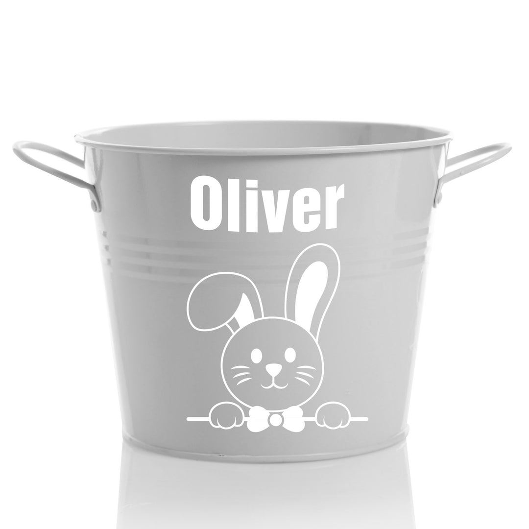 Personalised Easter Hamper Bucket - Bow Tie Bunny