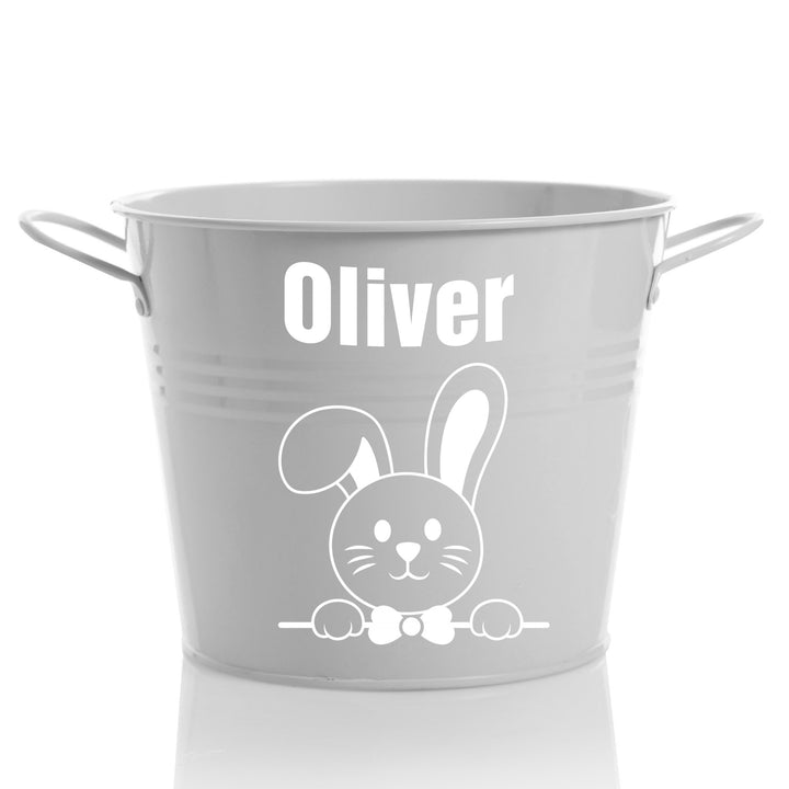 Personalised Easter Hamper Bucket - Bow Tie Bunny