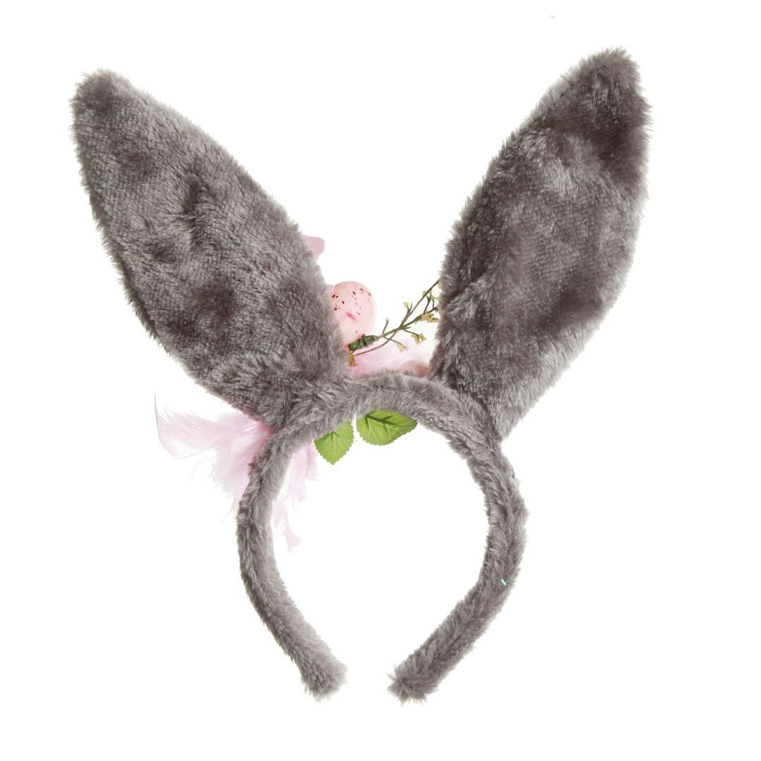 Personalised Grey Fluffy Bunny Ears Easter Headband