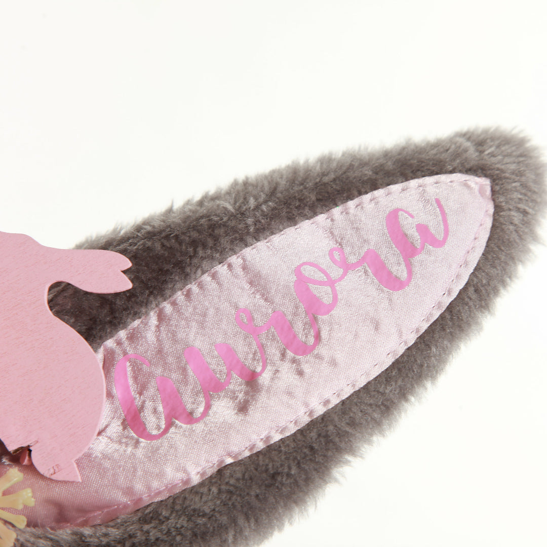 Personalised Grey Fluffy Bunny Ears Easter Headband