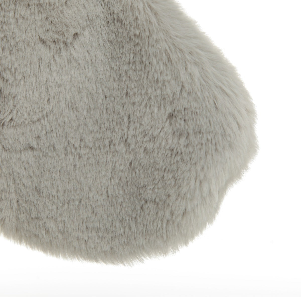 Personalised Grey Fur Christmas Stocking with Pom Poms- Fur detail