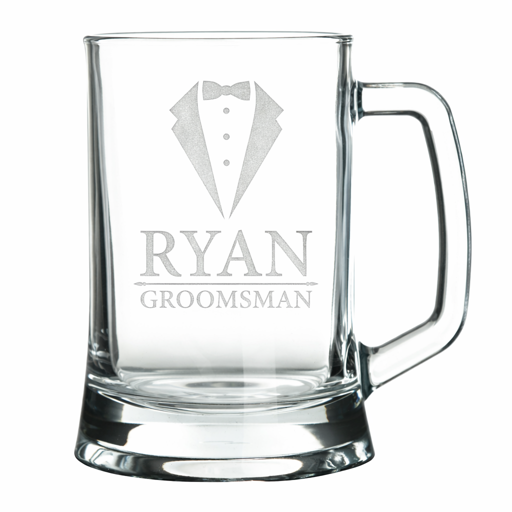 Personalised Groomsman Tankard Glass Stein