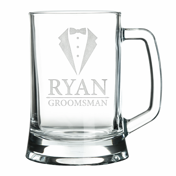 Personalised Groomsman Tankard Glass Stein