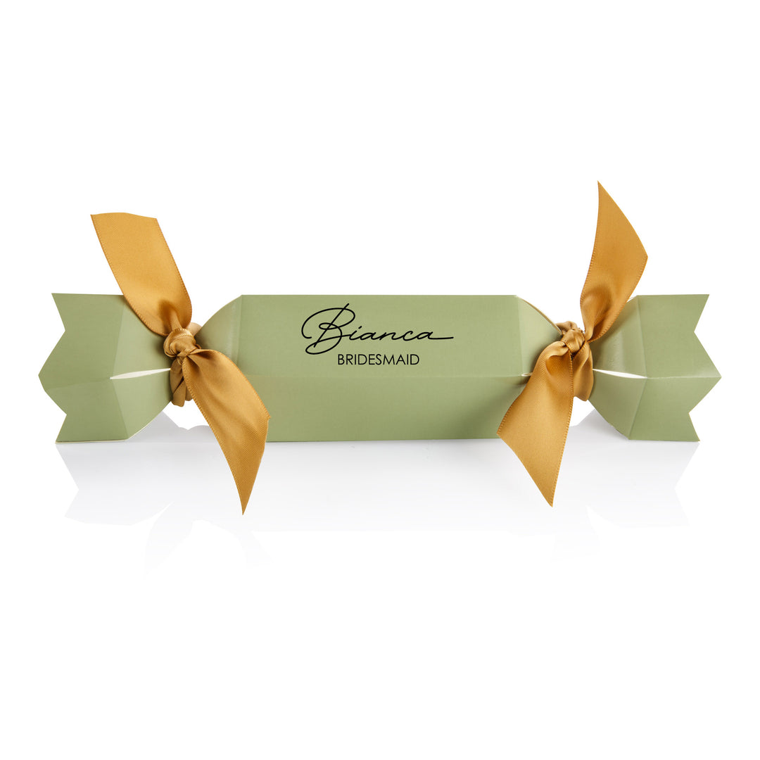 Personalised Sage Hexagonal Green Bon Bon Wedding Bomboniere