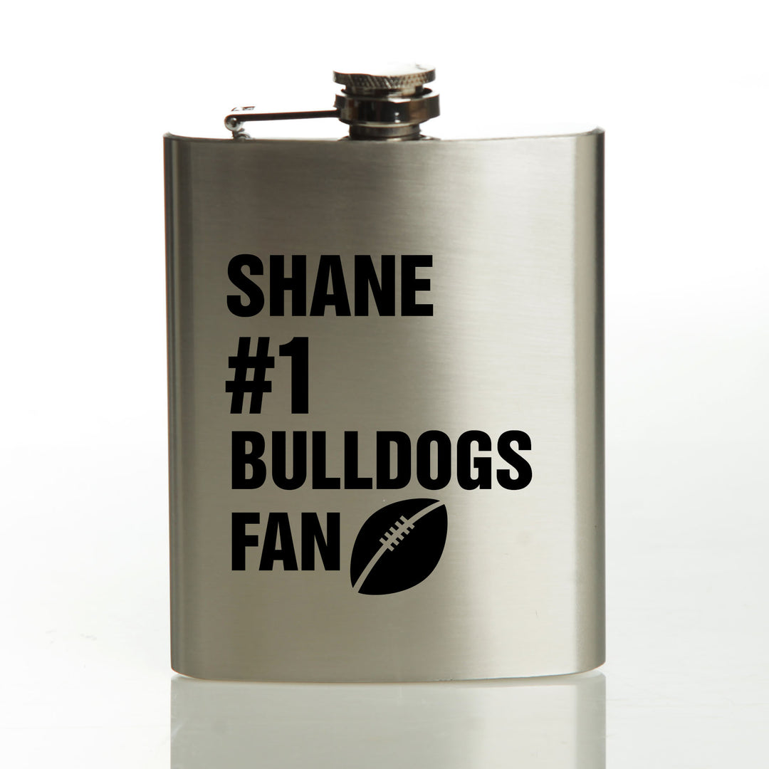 Personalised Number 1 Fan Stainless Steel Hip Flask