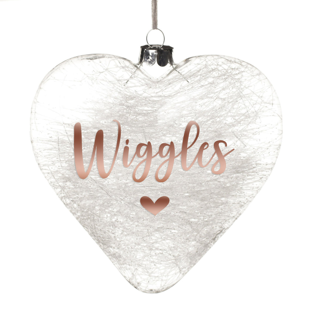 Personalised Icicle Glass Heart - All I need is Love and a Dog