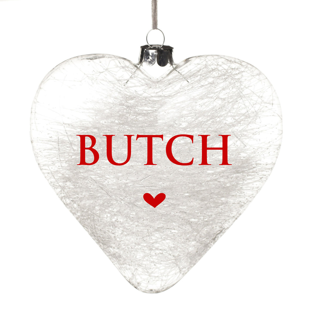 Personalised Icicle Glass Heart - All I need is Love and a Dog