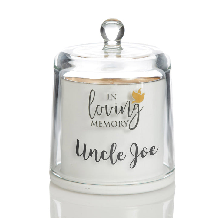 Personalised In Loving Memory White Soy Candle with Glass Cloche