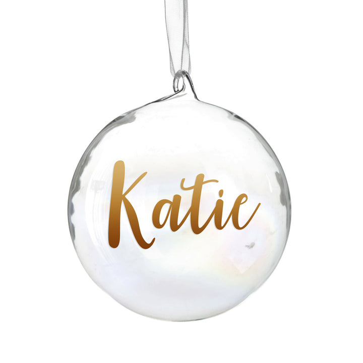 Personalised Iridescent Glass Christmas Bauble