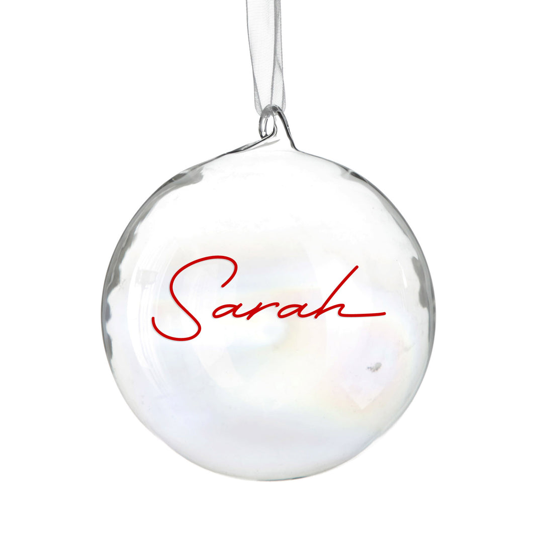 Personalised Iridescent Glass Christmas Bauble