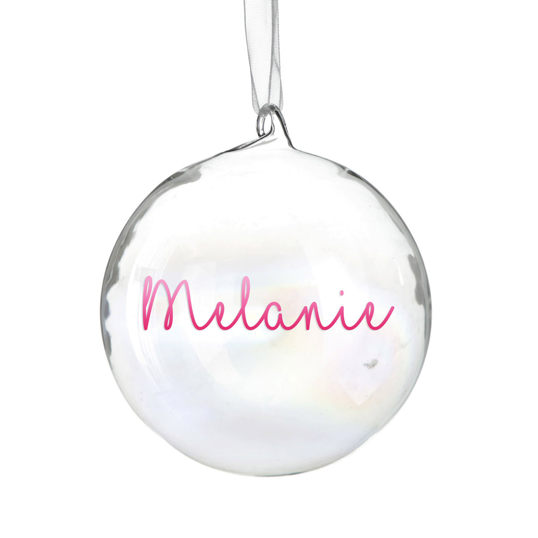 Personalised Iridescent Glass Christmas Bauble