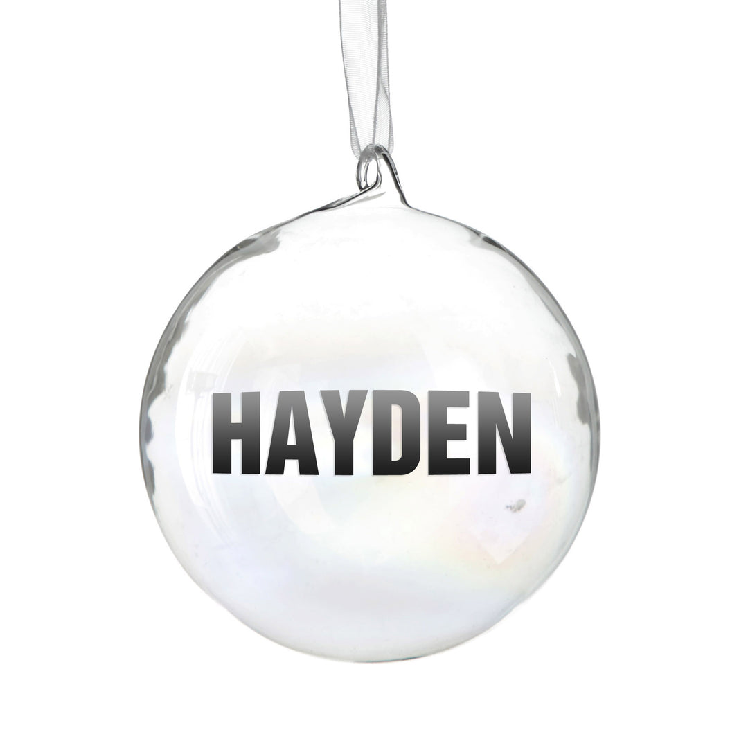 Personalised Iridescent Glass Christmas Bauble