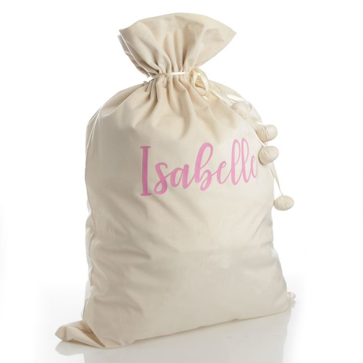 Personalised Ivory Velvet Santa Sack