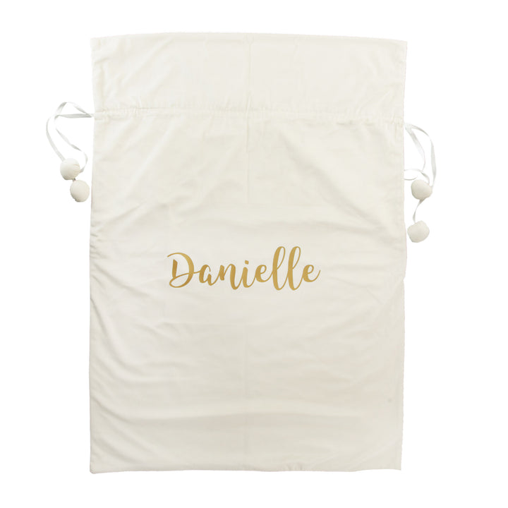 Personalised Ivory Velvet Santa Sack - Gold