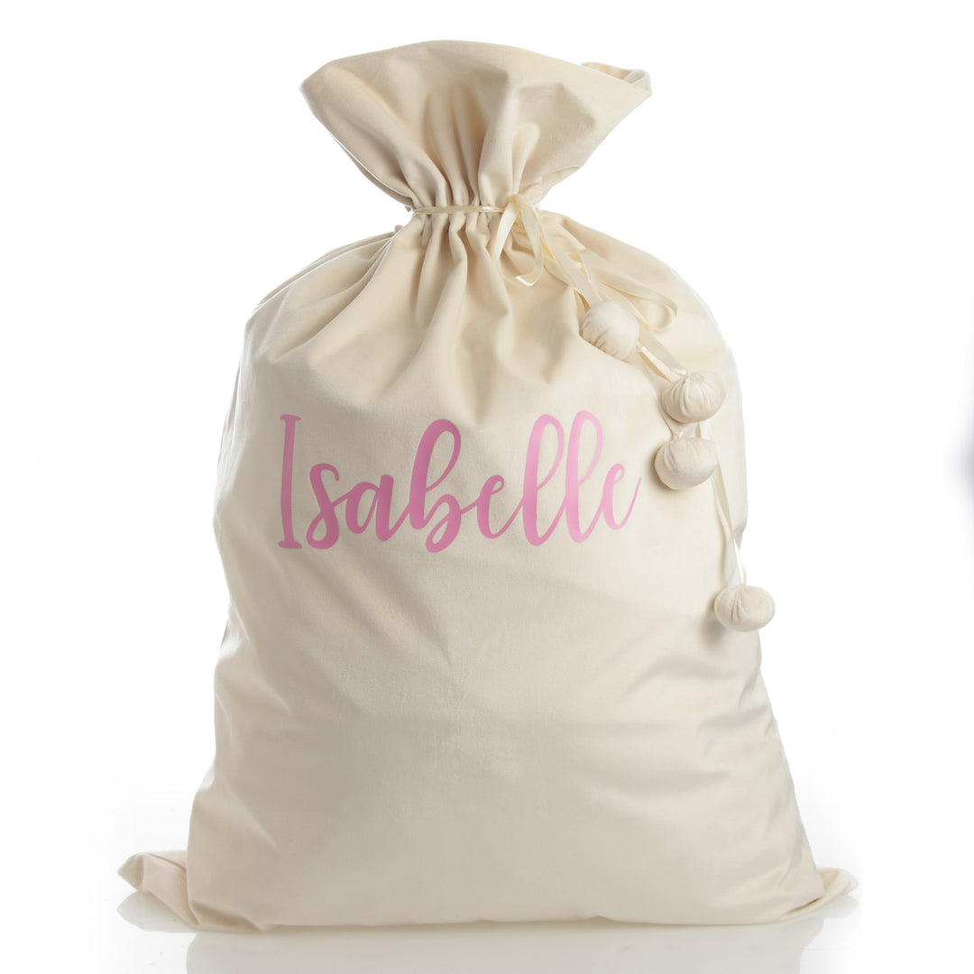 Personalised Ivory Velvet Santa Sack