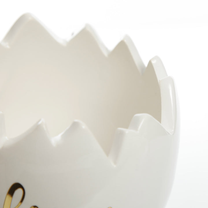 Personalised Large Cracked Easter Egg Treat Bowl with Gold Bunny