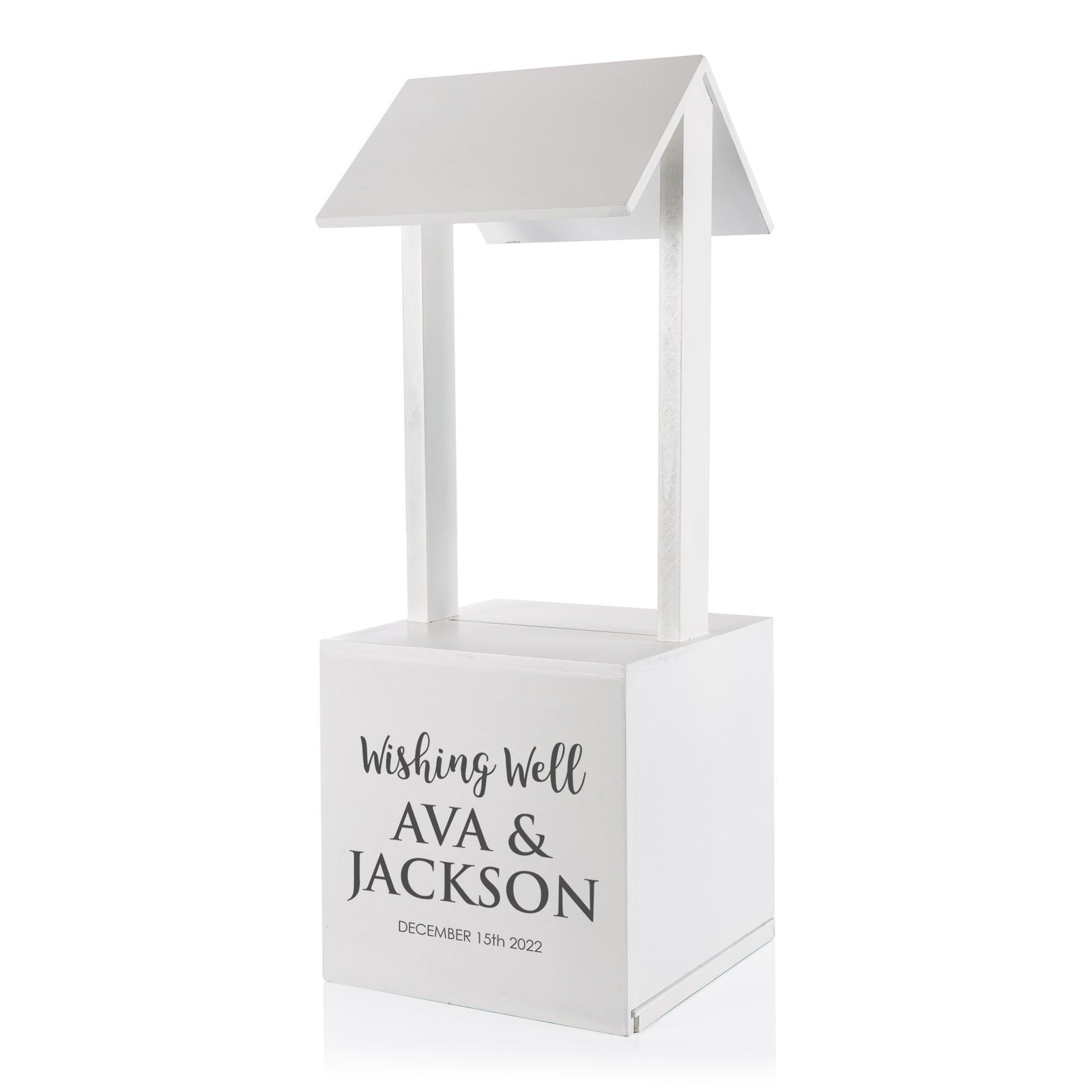 Personalised Large White Wood Cottage Wishing Well - 66cm(H)