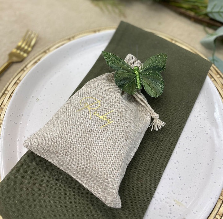 Personalised Natural Cotton Wedding Favour Bag Bomboniere