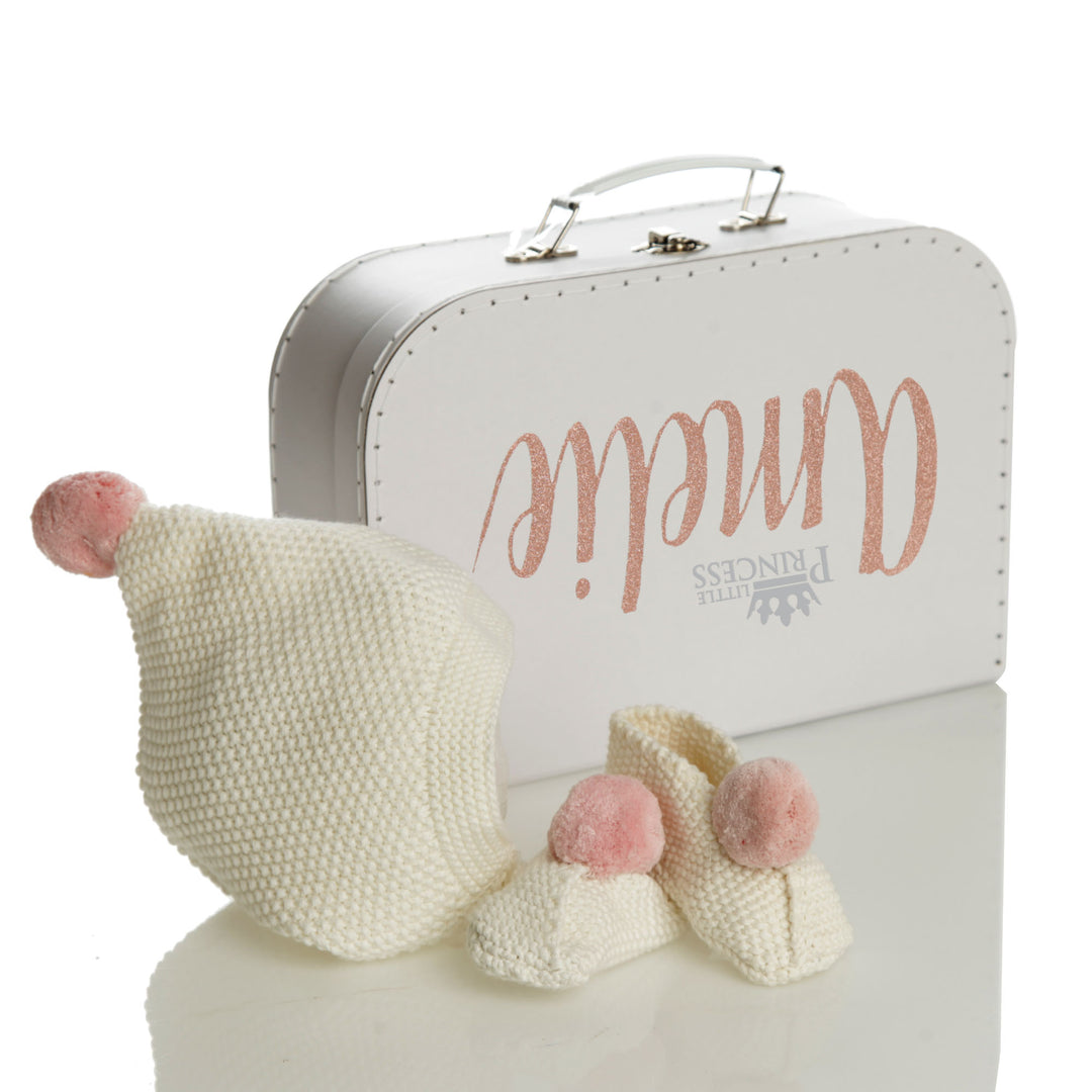 Personalised Little Princess Baby Girl Bootie and Beanie Gift Hamper