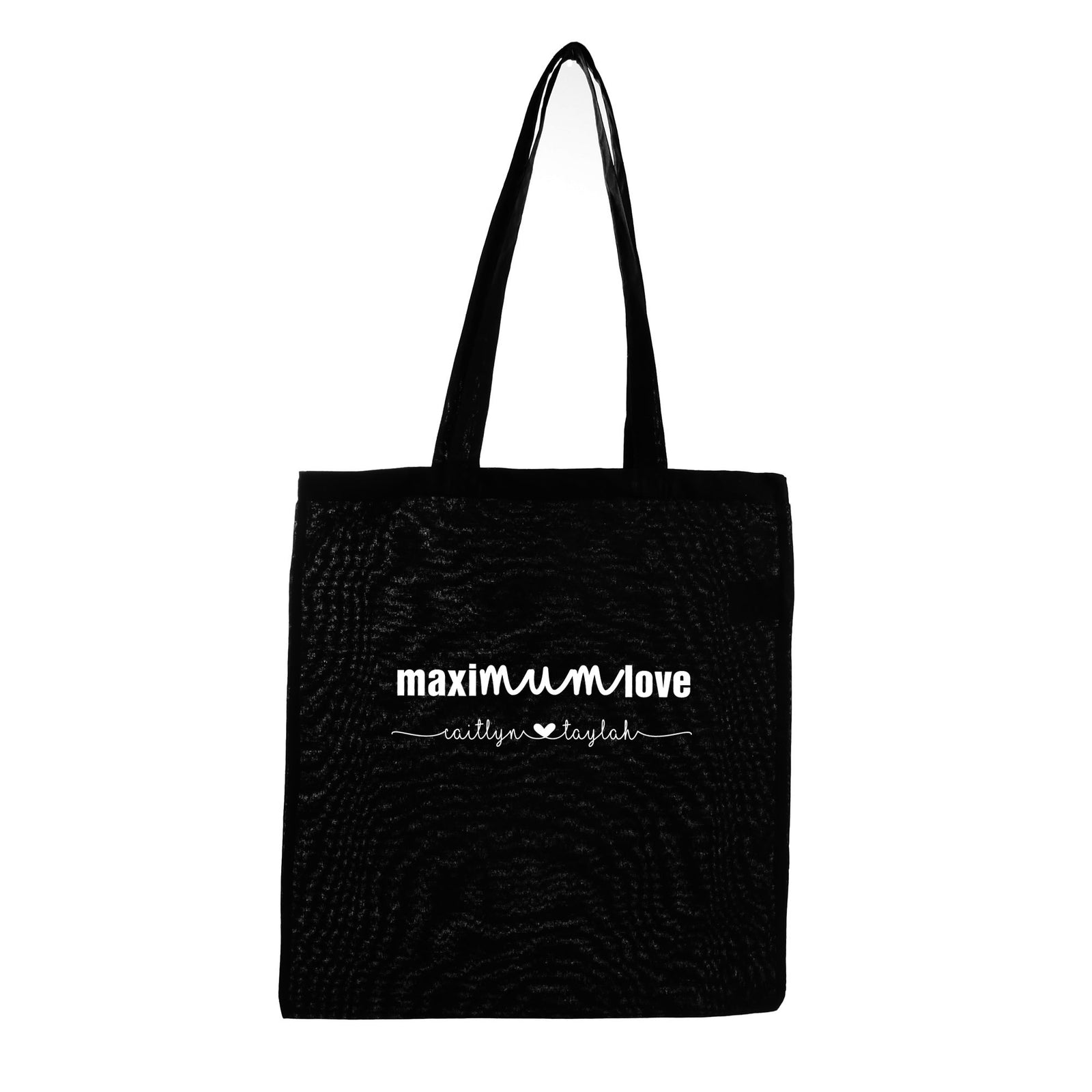 Personalised Maximum Love Calico Tote Bag - Black