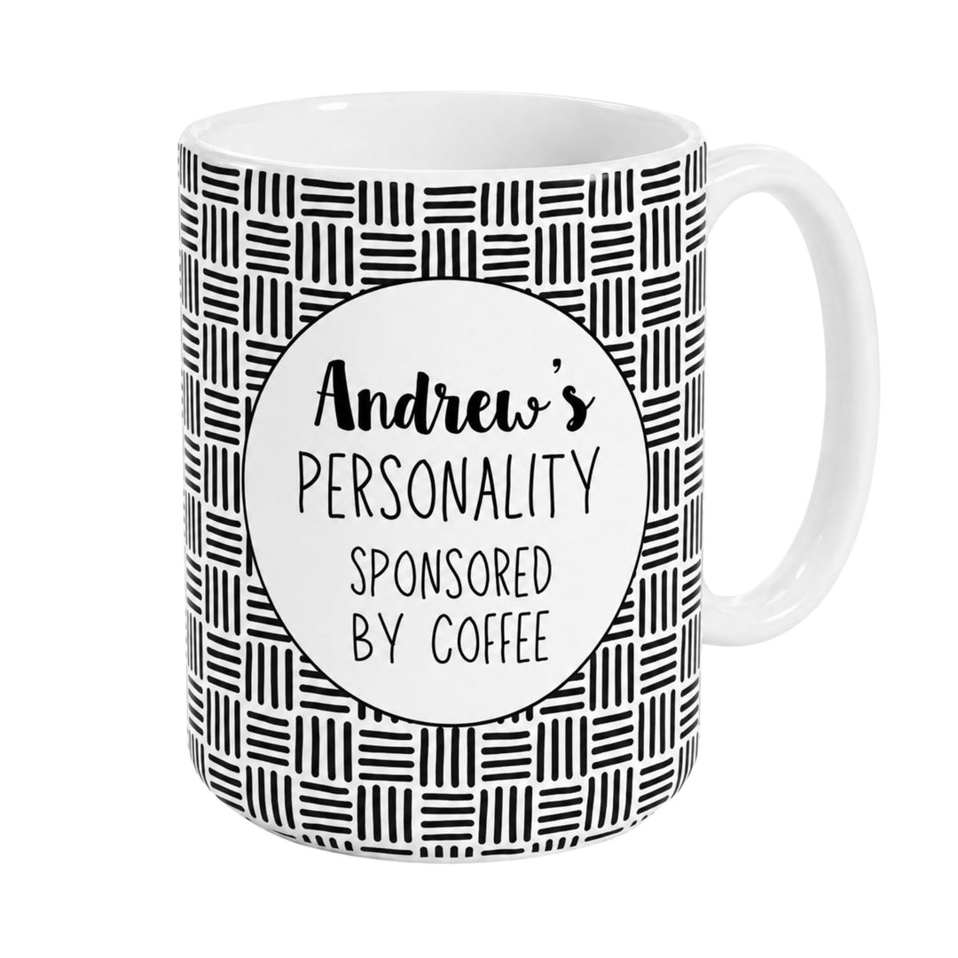 Personalised Message Mug Black Woven Pattern