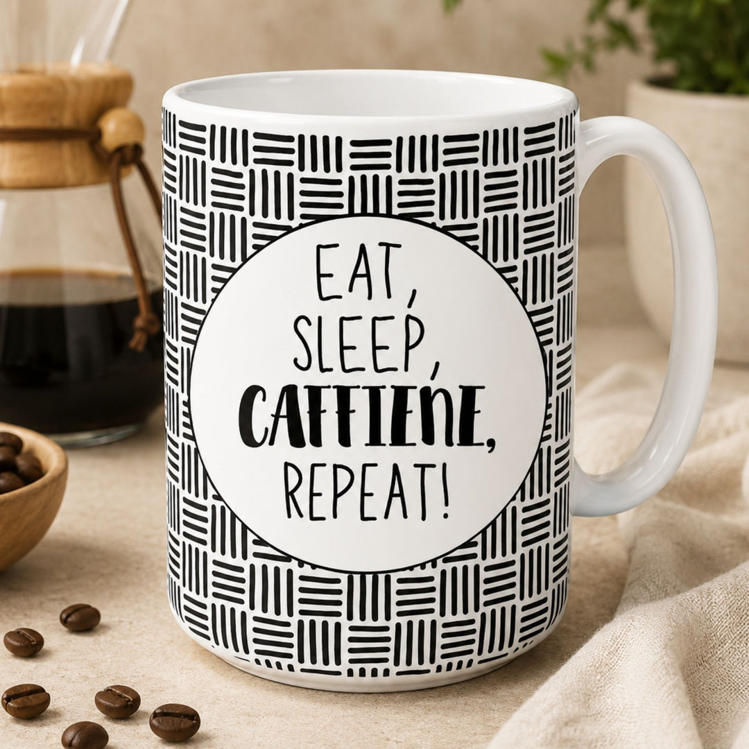 Personalised Message Mug Black Woven Pattern