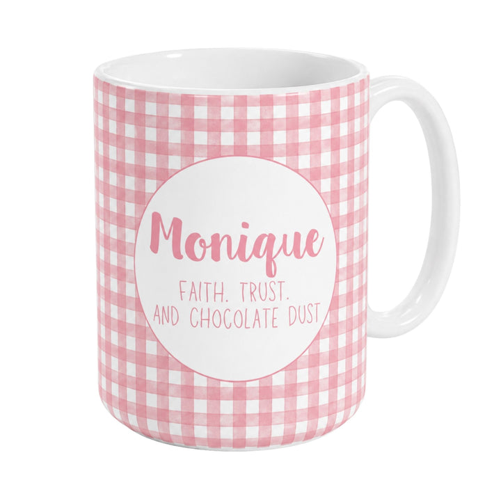 Personalised Message Mug Pink Gingham Pattern